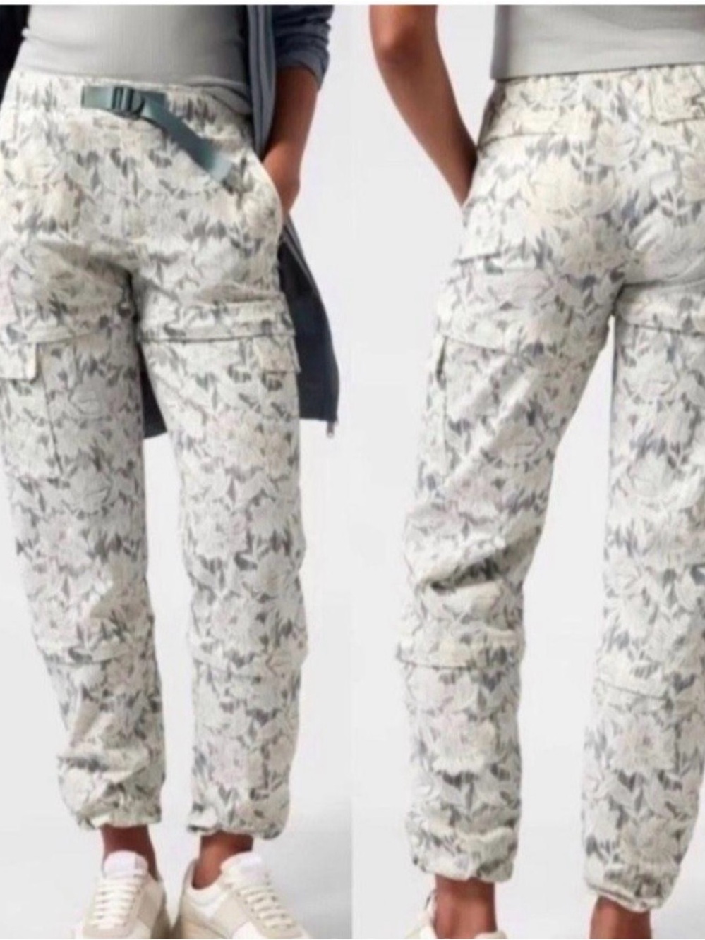 Athleta Trekkie Convertible Hike Pants Ethereal Bloom Magnolia White 10 NWOT
